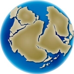Image couleur du globe montrant le déplacement des continents 488 millions d'années