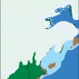 Colour image of eastern Canada showing changing position of ice age glaciers